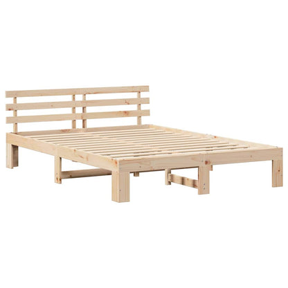 vidaXL Bed Frame with Headboard Natural 140 x 200 cm Solid Pine Wood