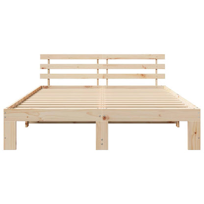 vidaXL Bed Frame with Headboard Natural 140 x 200 cm Solid Pine Wood