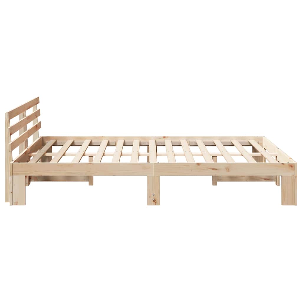 vidaXL Bed Frame with Headboard Natural 140 x 200 cm Solid Pine Wood