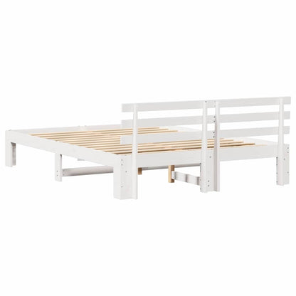 vidaXL Bed Frame with Headboard White 140 x 200 cm Solid Pine Wood