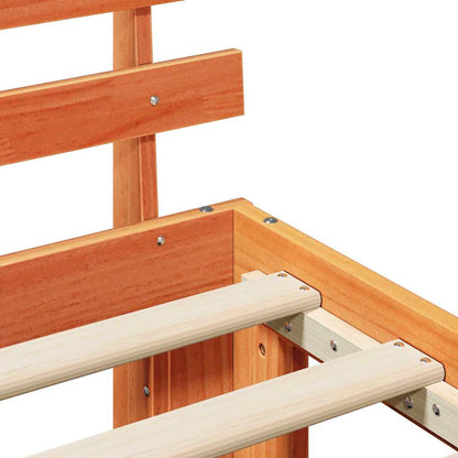 vidaXL Bed Frame with Headboard Wax Brown 140 x 200 cm Solid Pine Wood