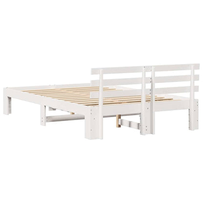 vidaXL Bed Frame with Headboard White 120 x 200 cm Solid Pine Wood