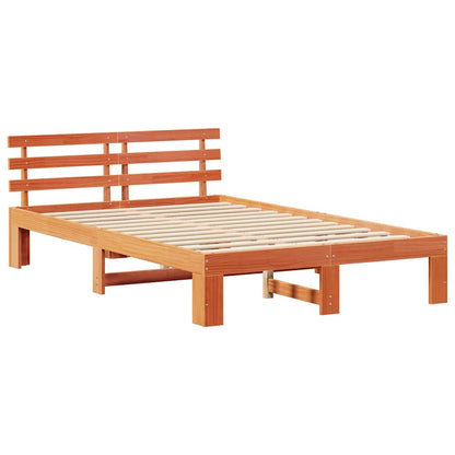 vidaXL Bed Frame with Headboard Wax Brown 120 x 200 cm Solid Pine Wood