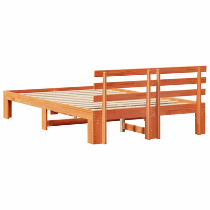 vidaXL Bed Frame with Headboard Wax Brown 120 x 200 cm Solid Pine Wood