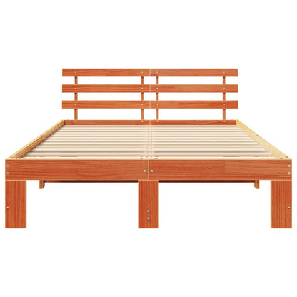 vidaXL Bed Frame with Headboard Wax Brown 120 x 200 cm Solid Pine Wood