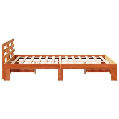 vidaXL Bed Frame with Headboard Wax Brown 120 x 200 cm Solid Pine Wood