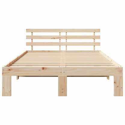 vidaXL Bed Frame with Headboard Natural 140 x 190 cm Solid Pine Wood