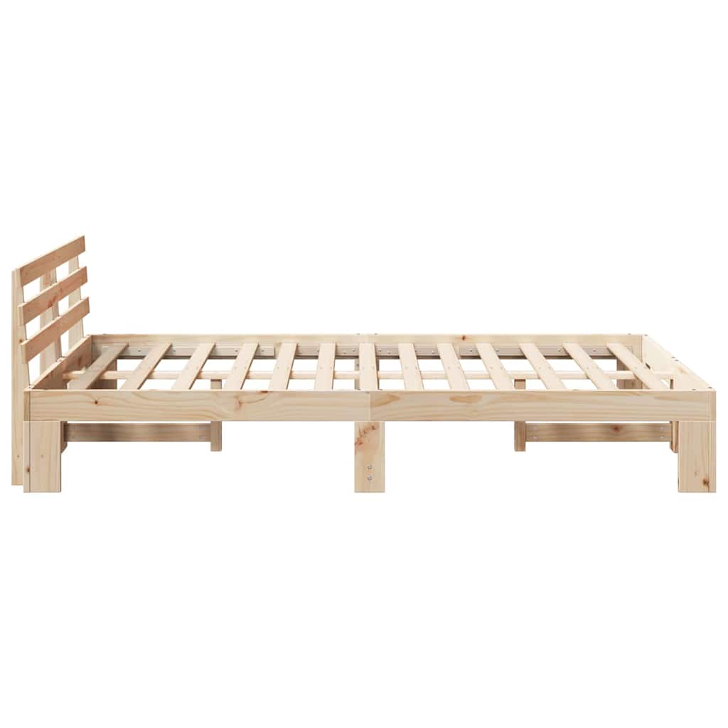 vidaXL Bed Frame with Headboard Natural 140 x 190 cm Solid Pine Wood