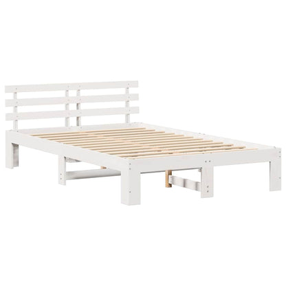 vidaXL Bed Frame with Headboard White 140 x 190 cm Solid Pine Wood