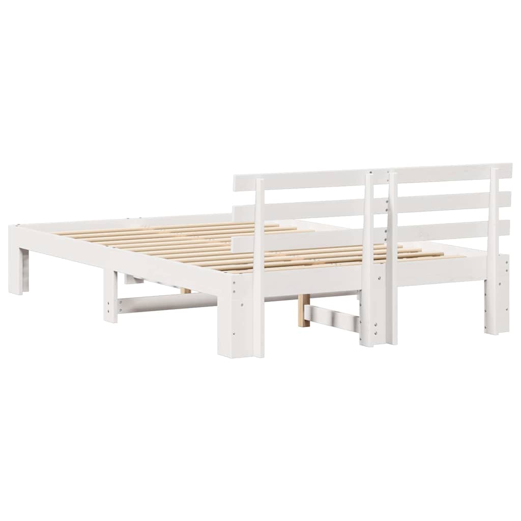 vidaXL Bed Frame with Headboard White 140 x 190 cm Solid Pine Wood