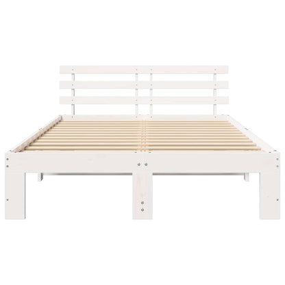 vidaXL Bed Frame with Headboard White 140 x 190 cm Solid Pine Wood