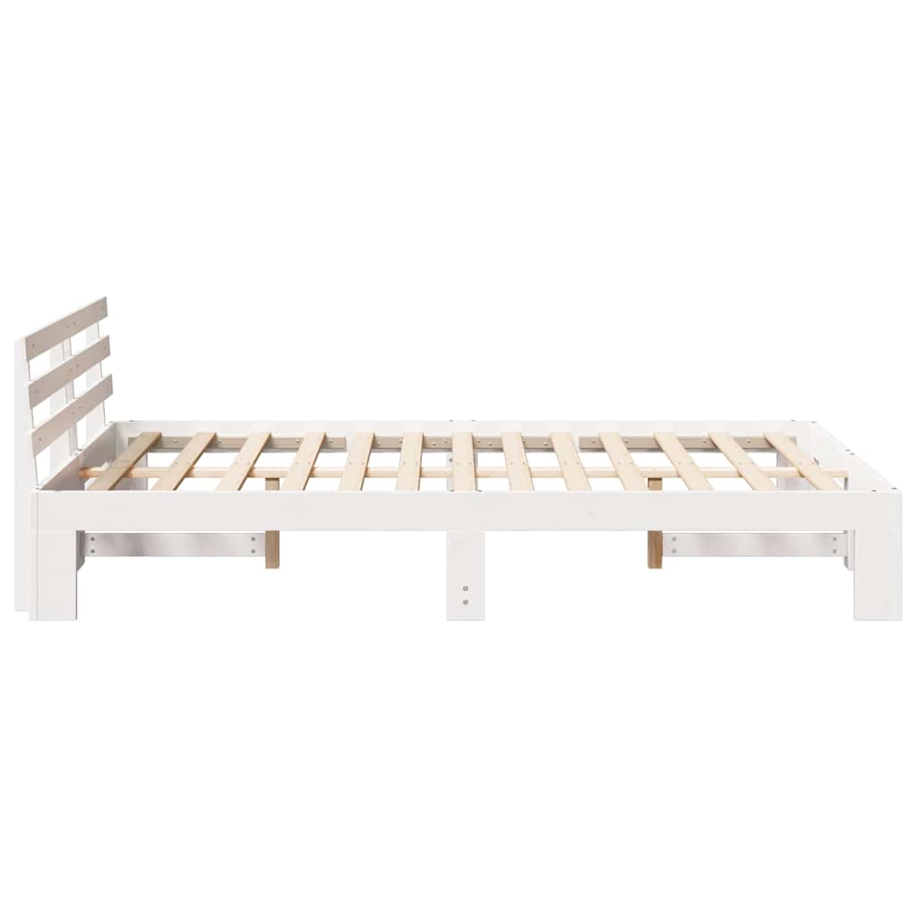 vidaXL Bed Frame with Headboard White 140 x 190 cm Solid Pine Wood