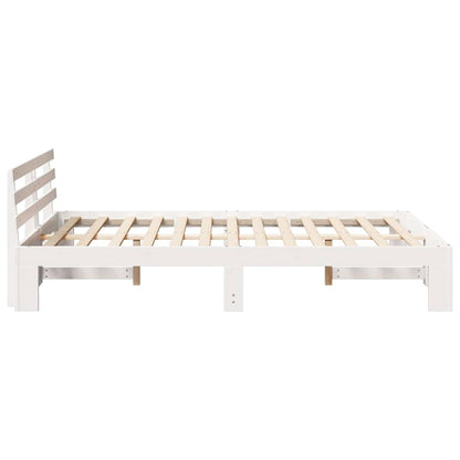 vidaXL Bed Frame with Headboard White 140 x 190 cm Solid Pine Wood