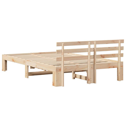 vidaXL Bed Frame with Headboard Natural 120 x 190 cm Solid Pine Wood