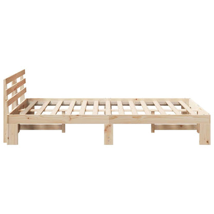 vidaXL Bed Frame with Headboard Natural 120 x 190 cm Solid Pine Wood
