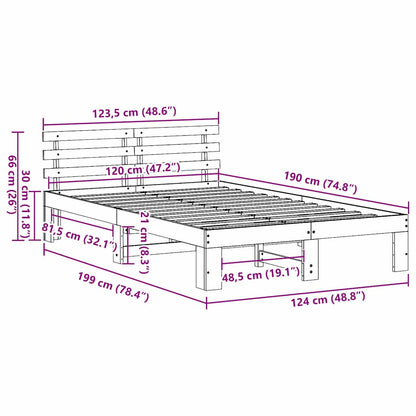vidaXL Bed Frame with Headboard Natural 120 x 190 cm Solid Pine Wood