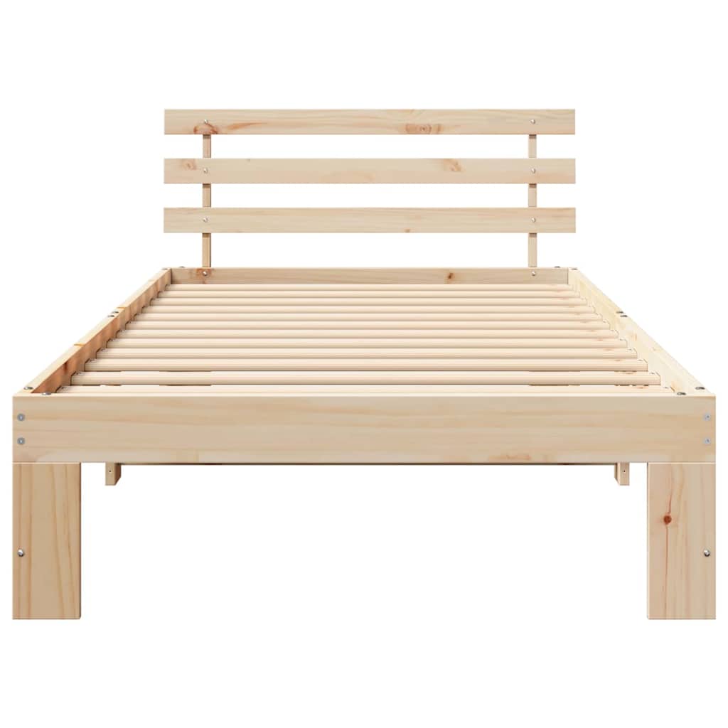 vidaXL Bed Frame with Headboard Natural 100 x 200 cm Solid Pine Wood