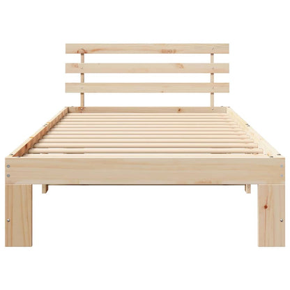 vidaXL Bed Frame with Headboard Natural 100 x 200 cm Solid Pine Wood