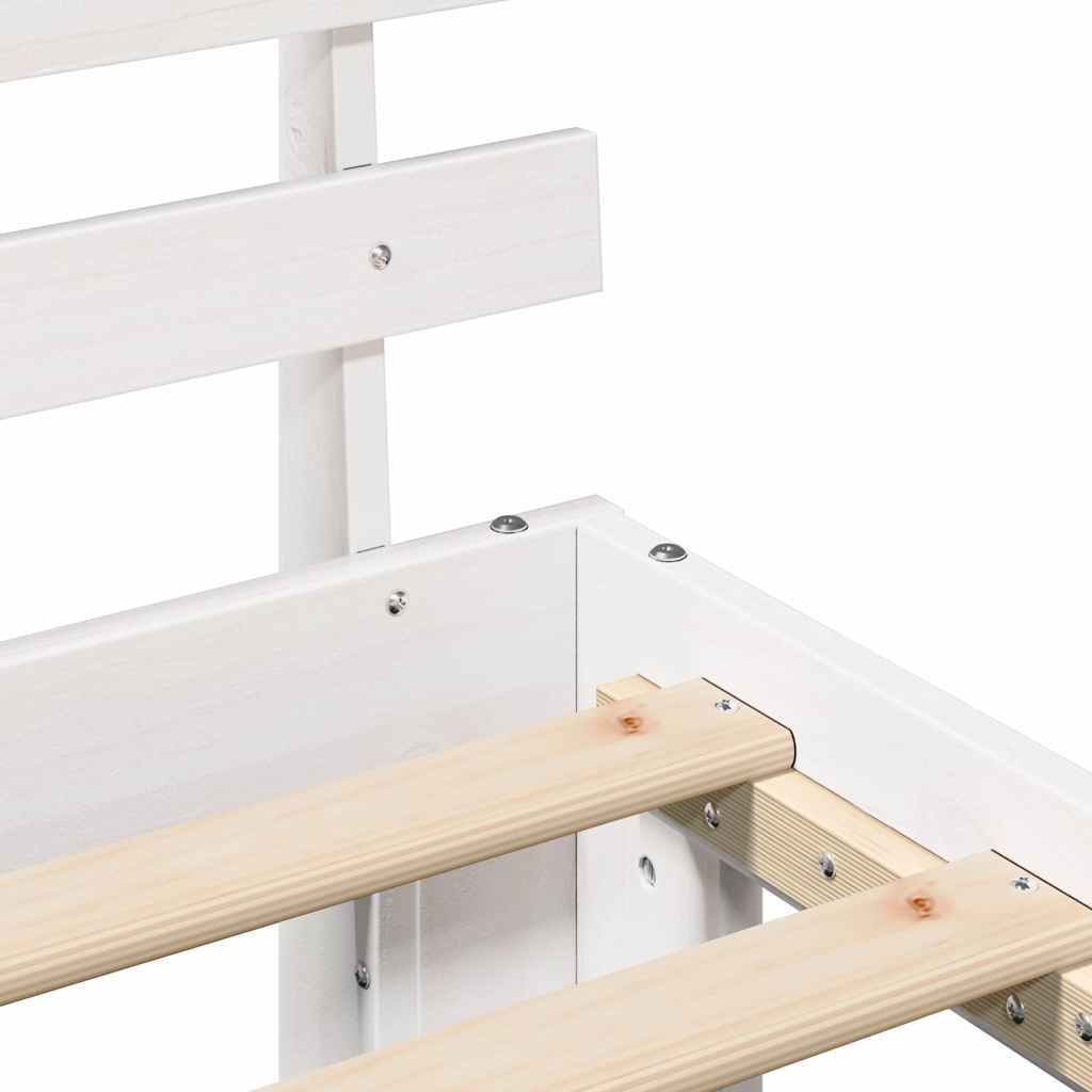 vidaXL Bed Frame with Headboard White 100 x 200 cm Solid Pine Wood
