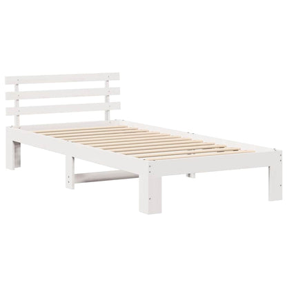 vidaXL Bed Frame with Headboard White 100 x 200 cm Solid Pine Wood