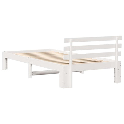 vidaXL Bed Frame with Headboard White 100 x 200 cm Solid Pine Wood