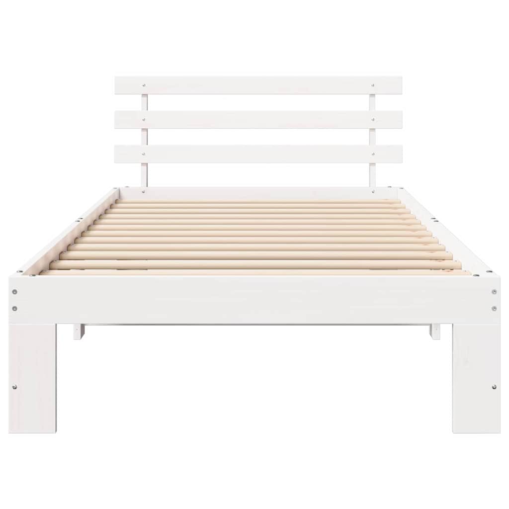 vidaXL Bed Frame with Headboard White 100 x 200 cm Solid Pine Wood