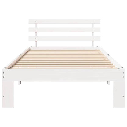 vidaXL Bed Frame with Headboard White 100 x 200 cm Solid Pine Wood