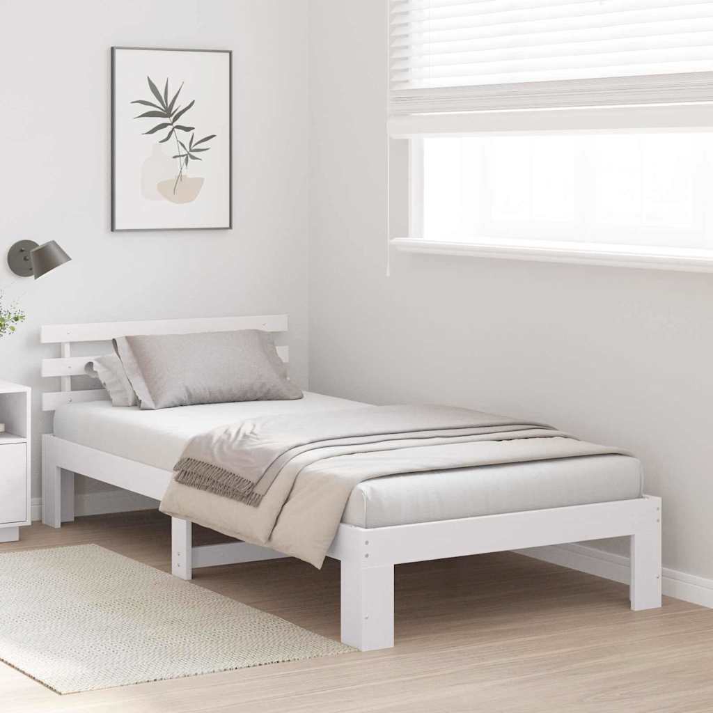 vidaXL Bed Frame with Headboard White 80 x 200 cm Solid Pine Wood
