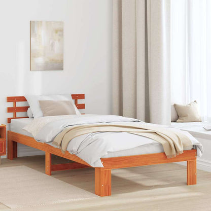 vidaXL Bed Frame with Headboard Wax Brown 80 x 200 cm Solid Pine Wood