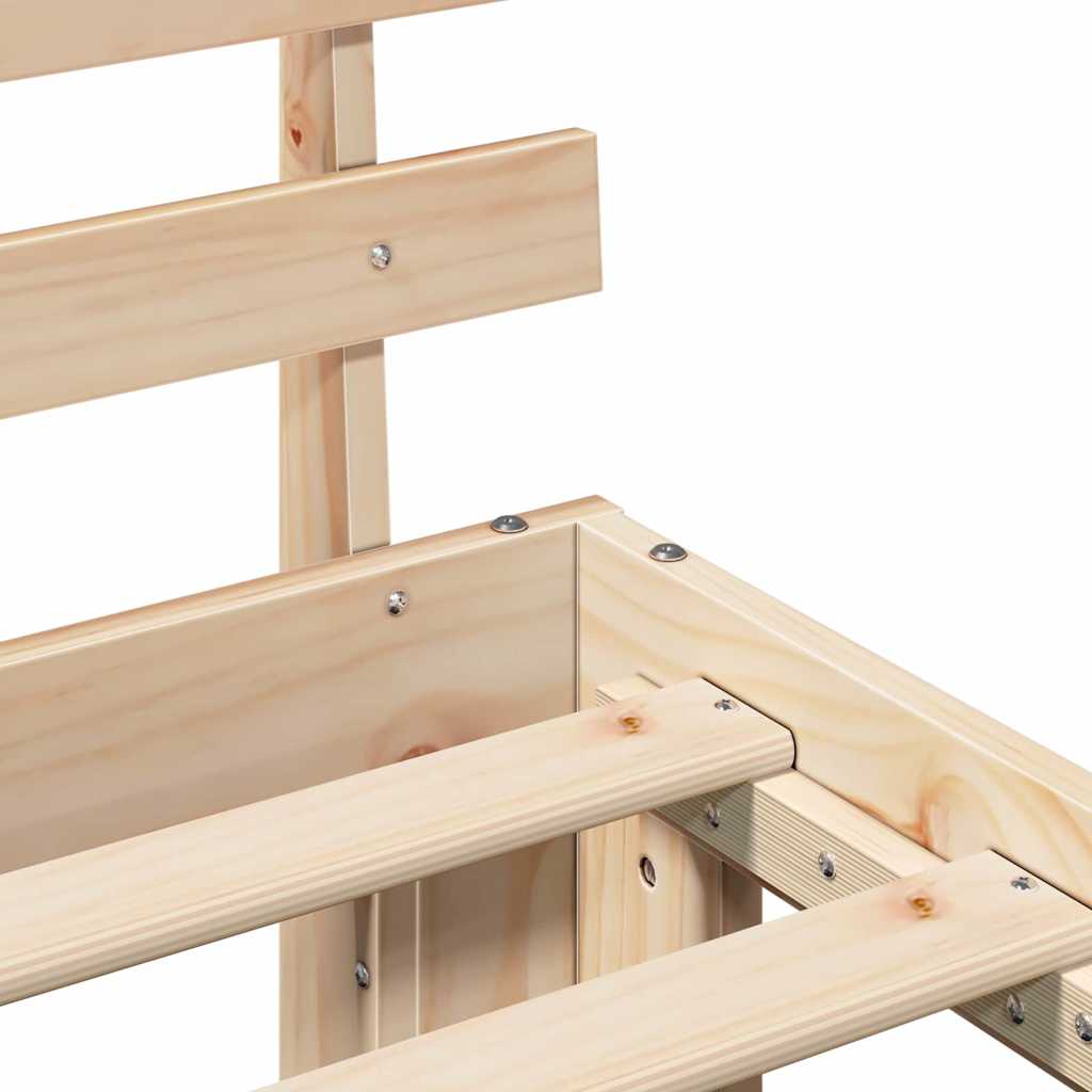 vidaXL Bed Frame with Headboard Natural 90 x 190 cm Solid Pine Wood
