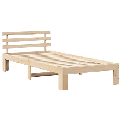 vidaXL Bed Frame with Headboard Natural 90 x 190 cm Solid Pine Wood