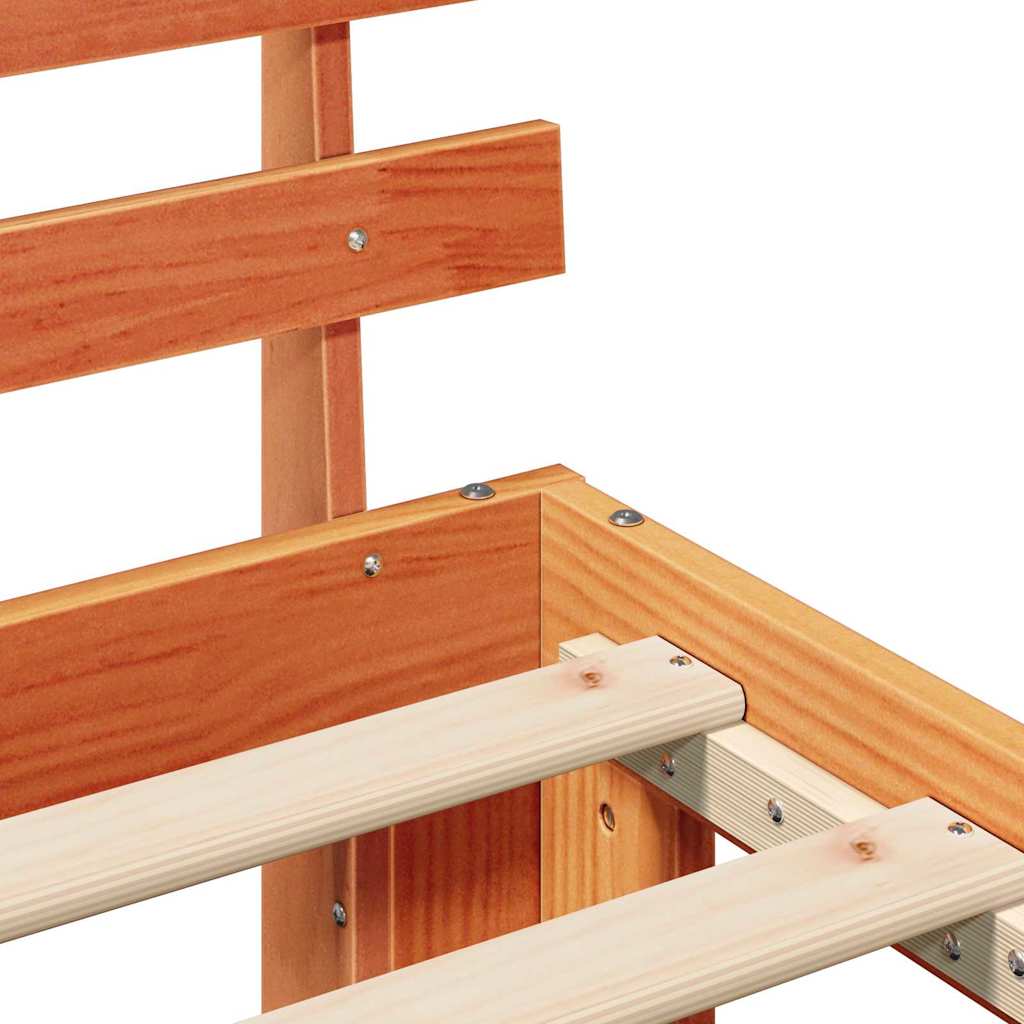 vidaXL Bed Frame with Headboard Wax Brown 90 x 190 cm Solid Pine Wood