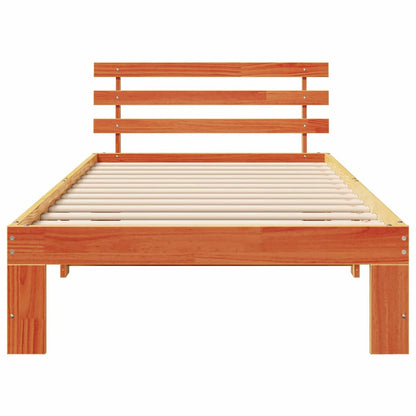 vidaXL Bed Frame with Headboard Wax Brown 75 x 190 cm Solid Pine Wood