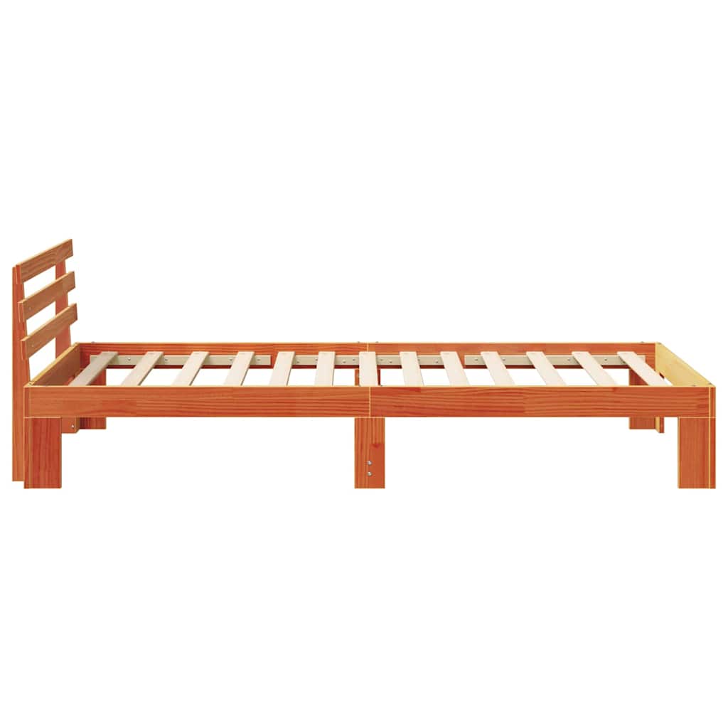 vidaXL Bed Frame with Headboard Wax Brown 75 x 190 cm Solid Pine Wood