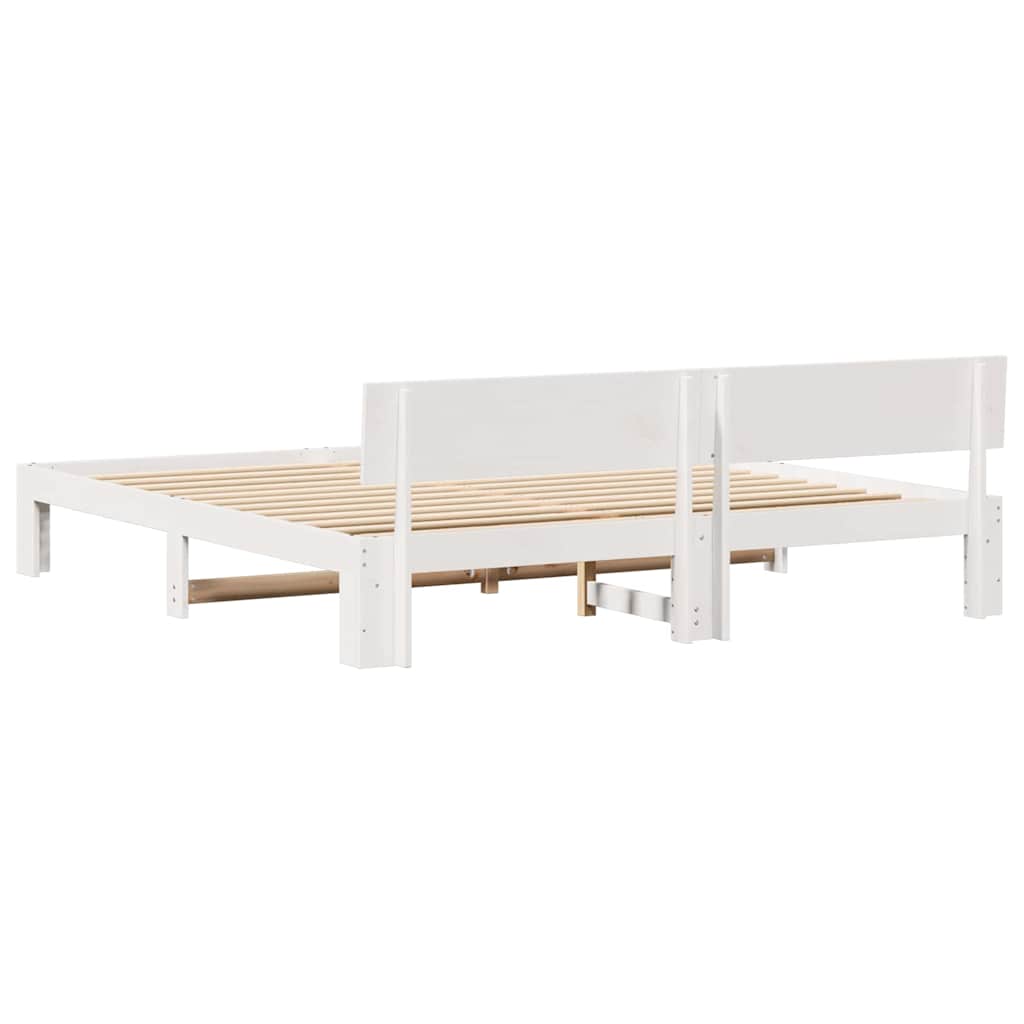 vidaXL Bed Frame with Headboard White 200 x 200 cm Solid Pine Wood