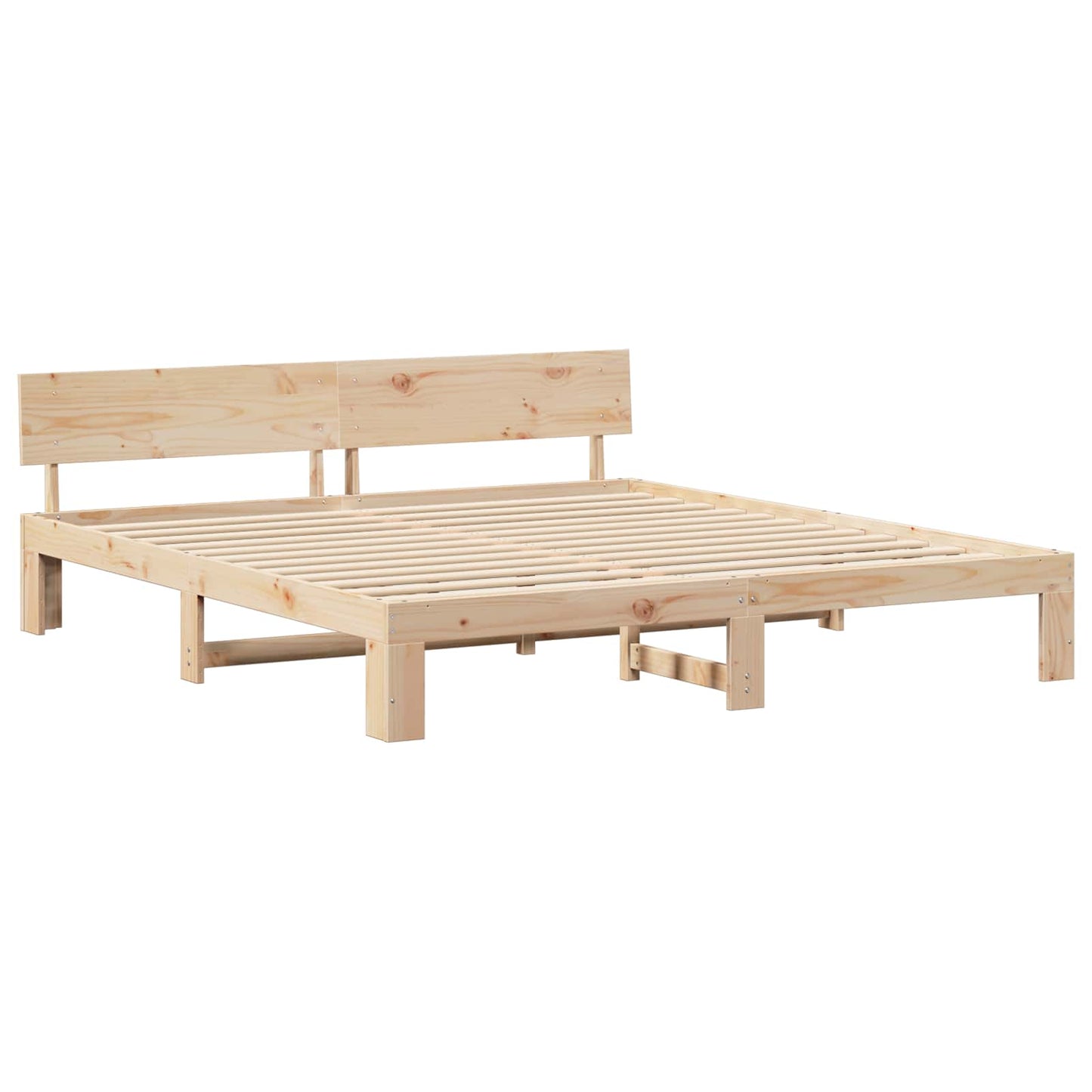 vidaXL Bed Frame with Headboard Natural 180 x 200 cm Solid Pine Wood