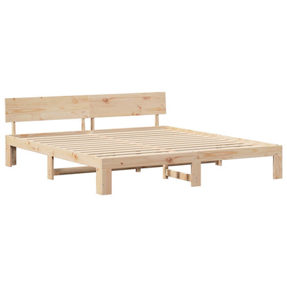 vidaXL Bed Frame with Headboard Natural 180 x 200 cm Solid Pine Wood