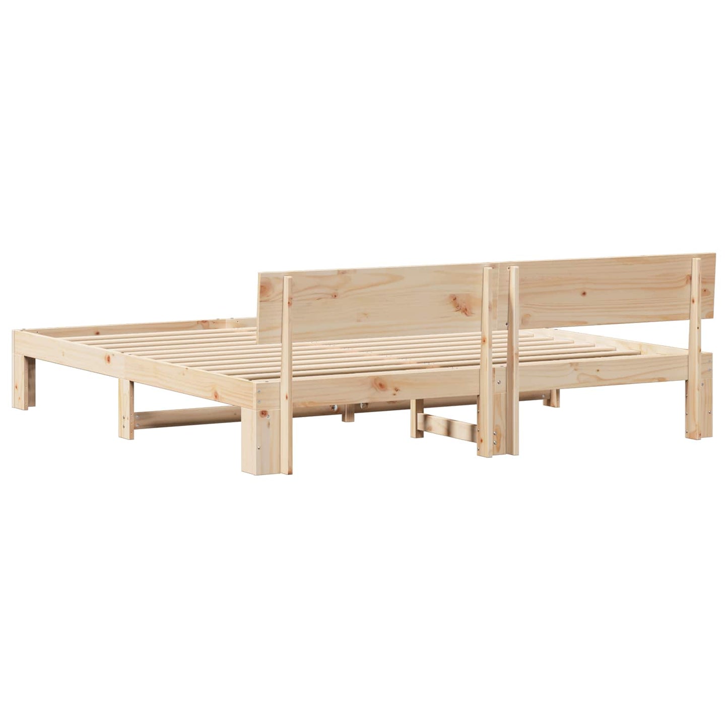 vidaXL Bed Frame with Headboard Natural 180 x 200 cm Solid Pine Wood