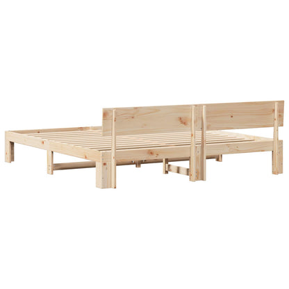 vidaXL Bed Frame with Headboard Natural 180 x 200 cm Solid Pine Wood
