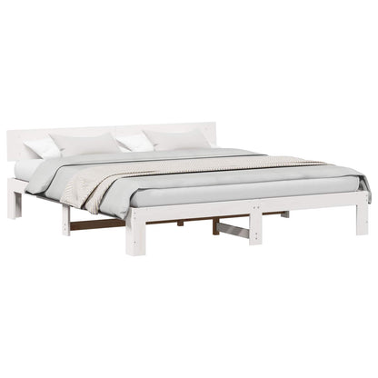 vidaXL Bed Frame with Headboard White 180 x 200 cm Solid Pine Wood