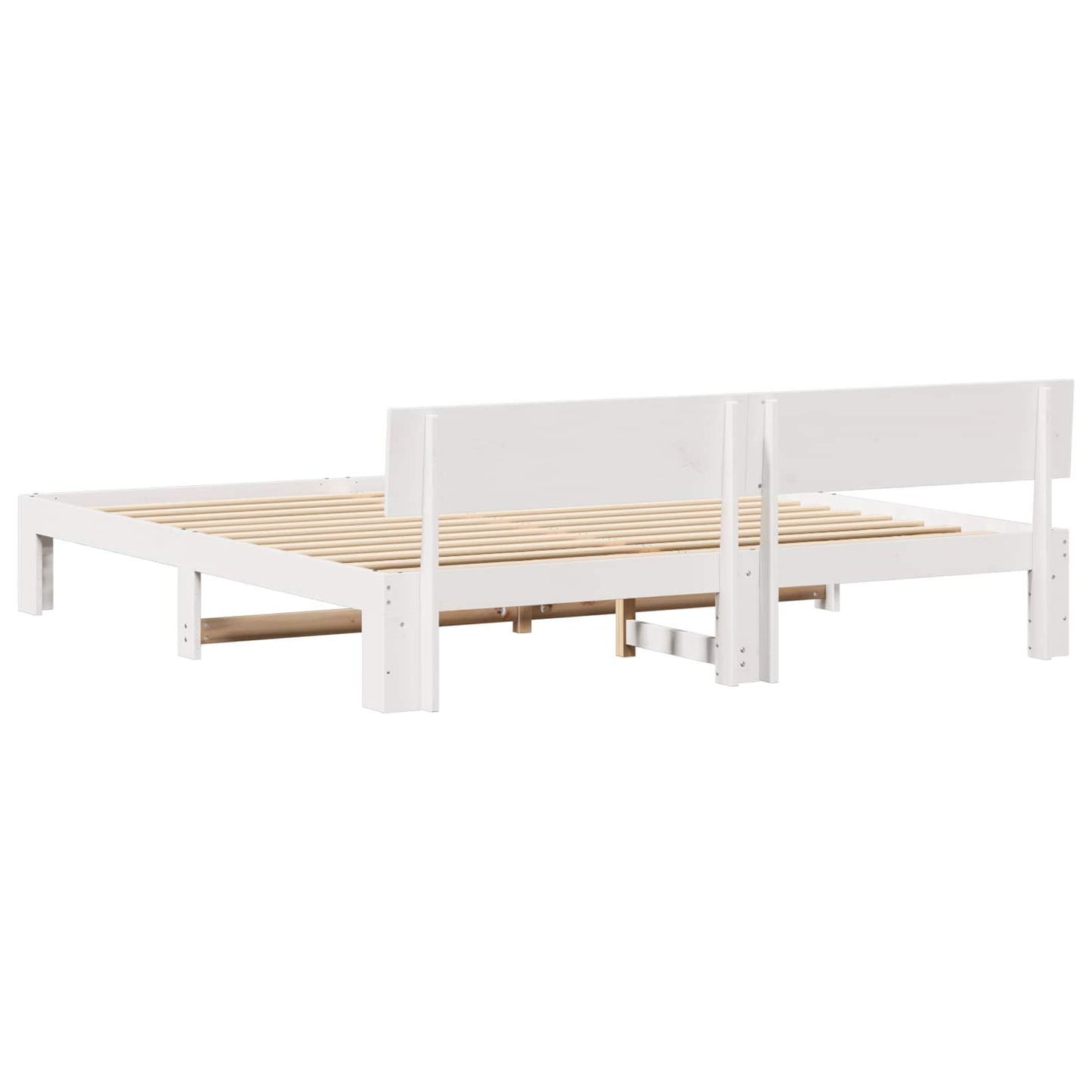 vidaXL Bed Frame with Headboard White 180 x 200 cm Solid Pine Wood