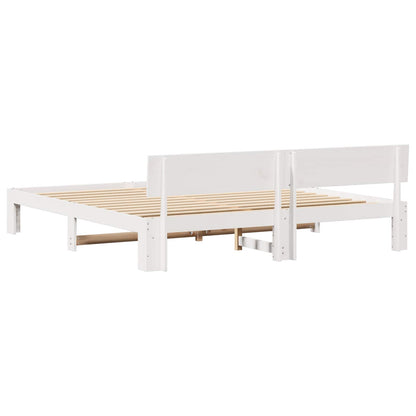 vidaXL Bed Frame with Headboard White 180 x 200 cm Solid Pine Wood
