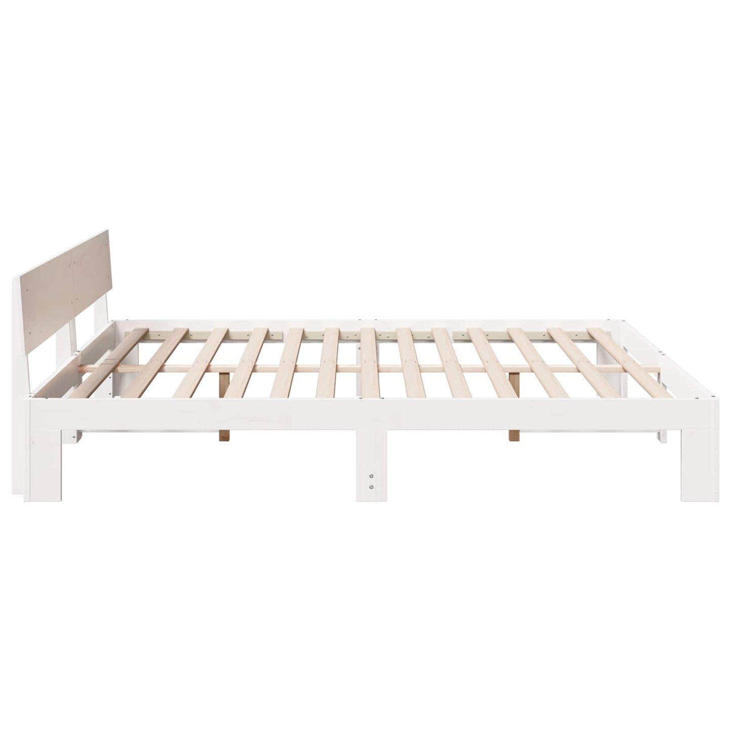 vidaXL Bed Frame with Headboard White 180 x 200 cm Solid Pine Wood