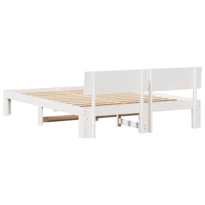 vidaXL Bed Frame with Headboard White 160 x 200 cm Solid Pine Wood