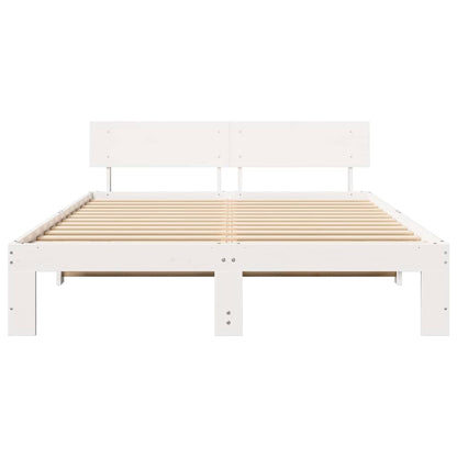 vidaXL Bed Frame with Headboard White 160 x 200 cm Solid Pine Wood