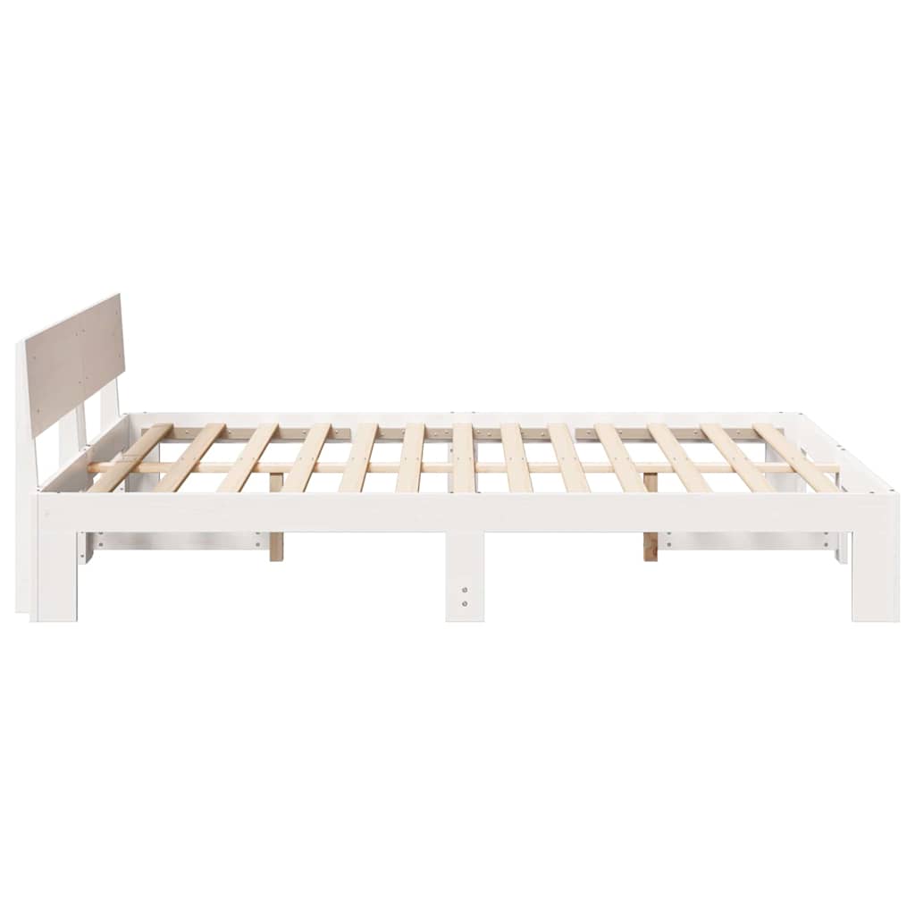 vidaXL Bed Frame with Headboard White 160 x 200 cm Solid Pine Wood