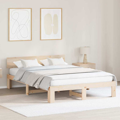 vidaXL Bed Frame with Headboard Natural 150 x 200 cm Solid Pine Wood