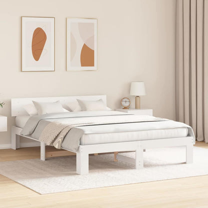 vidaXL Bed Frame with Headboard White 150 x 200 cm Solid Pine Wood