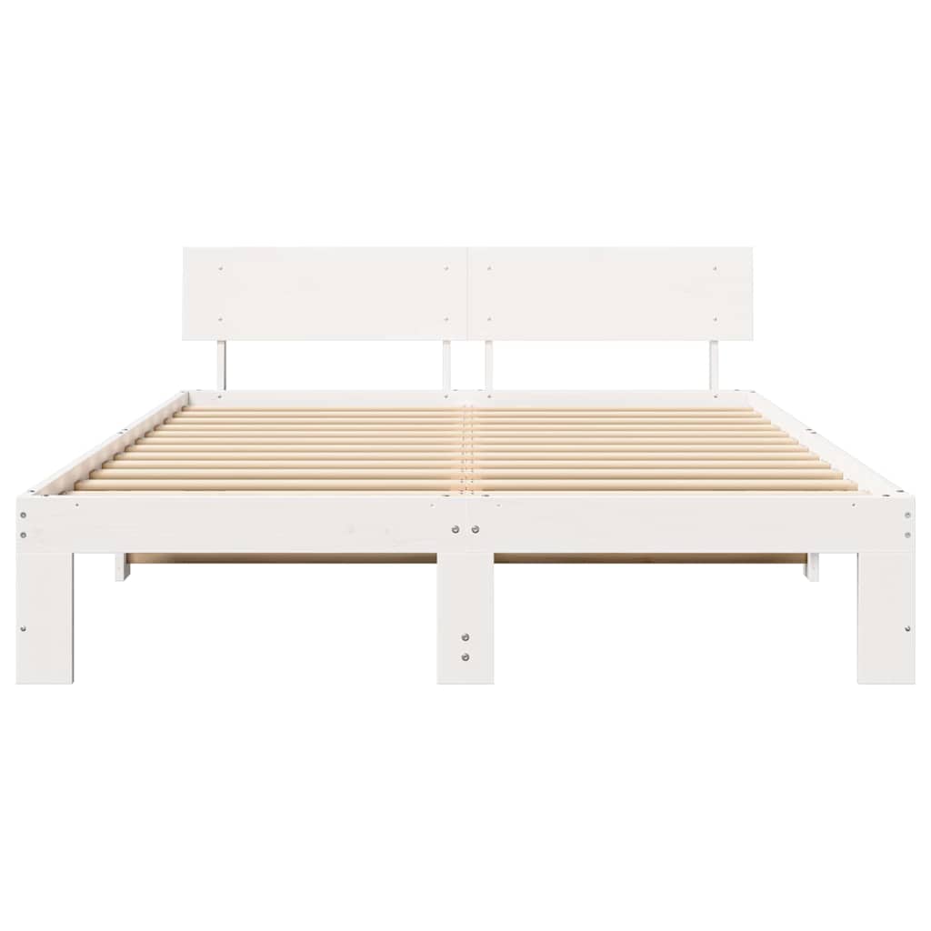 vidaXL Bed Frame with Headboard White 150 x 200 cm Solid Pine Wood