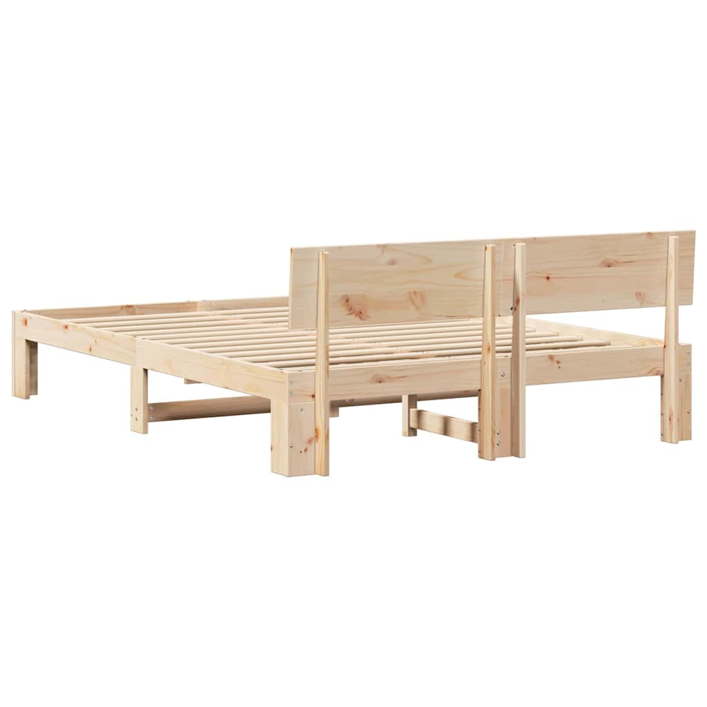vidaXL Bed Frame with Headboard Natural 140 x 200 cm Solid Pine Wood